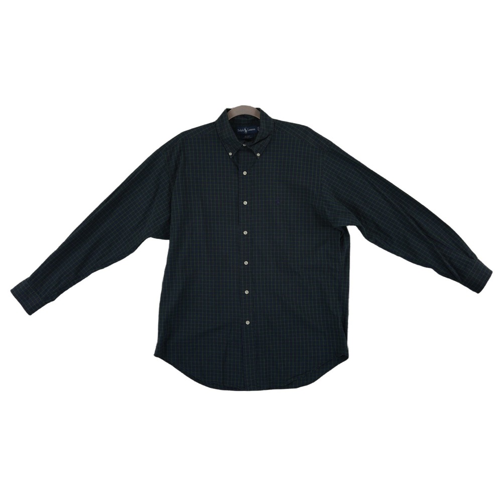 Ralph Lauren Blake Button Down Shirt Men's Size Medium Green Blue 100% Cotton